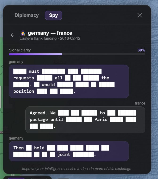 An intercepted exchange, partly redacted
